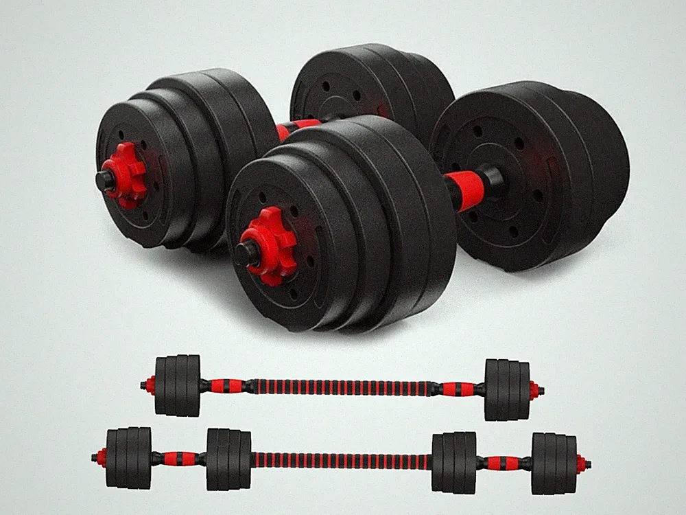 Adjustable Weight To 88lbs Dumbbell Barbell Set Home Fitness Gym Work Out