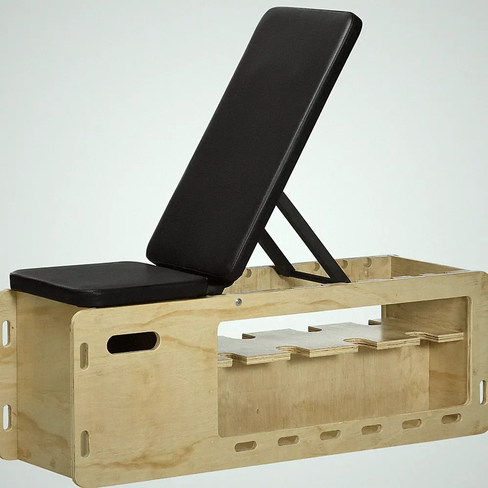 Adjustable Workout Bench w/ Dumbbell Rack & Resistance Bands, Natural