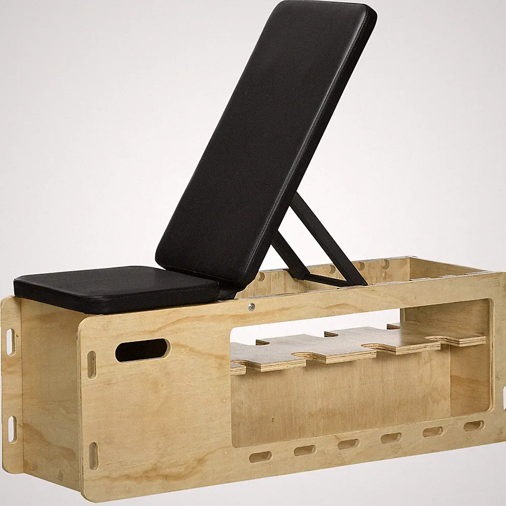 Adjustable Workout Bench w/ Dumbbell Rack & Resistance Bands, Natural