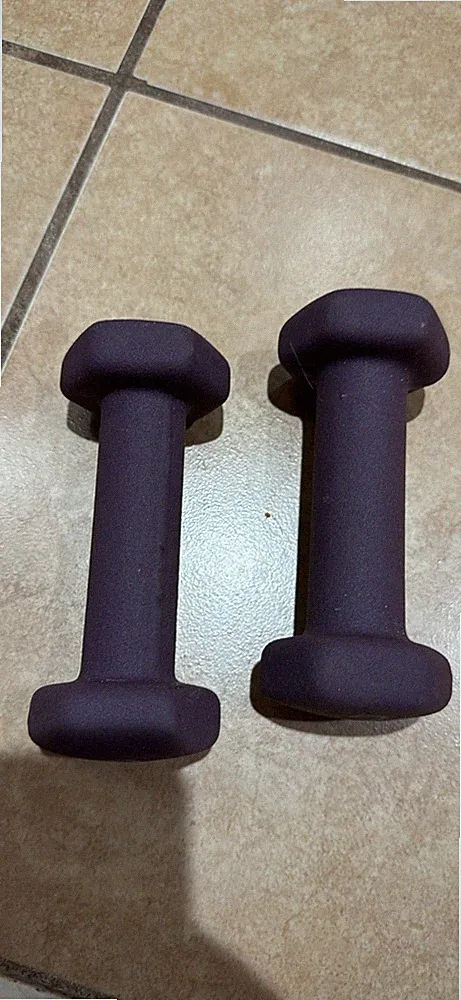 All in Motion 2 lb Neoprene Dumbbells - Pair, Purple, Hexagonal