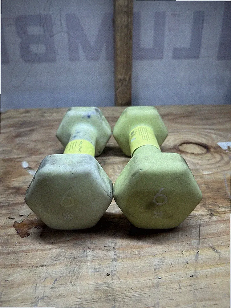 All in Motion 6 lb Neoprene Hex Dumbbells Pair Green Hand Weights 12 lb Total