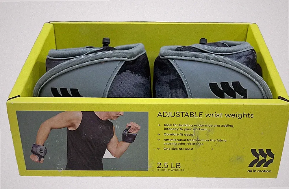 ALL IN MOTION ADJUSTABLE WRIST WEIGHTS 2.5LBS (1 PAIR) - BLACK/GRAY