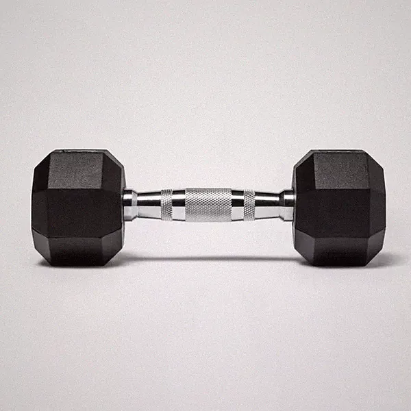 ALL IN MOTION HEX DUMBBELL 8LBS RUBBER COATED CHROME HANDLE ARM WORKOUT - BLACK