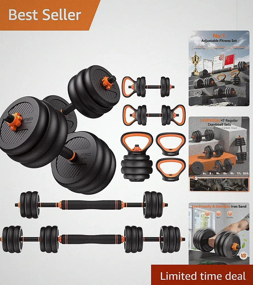 All-in-One Adjustable Dumbbell Set: 5 Functions for Comprehensive Home Workouts