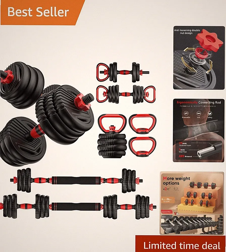 All-in-One Adjustable Dumbbell Set for Men and Women - Safe and Ergonomic Design