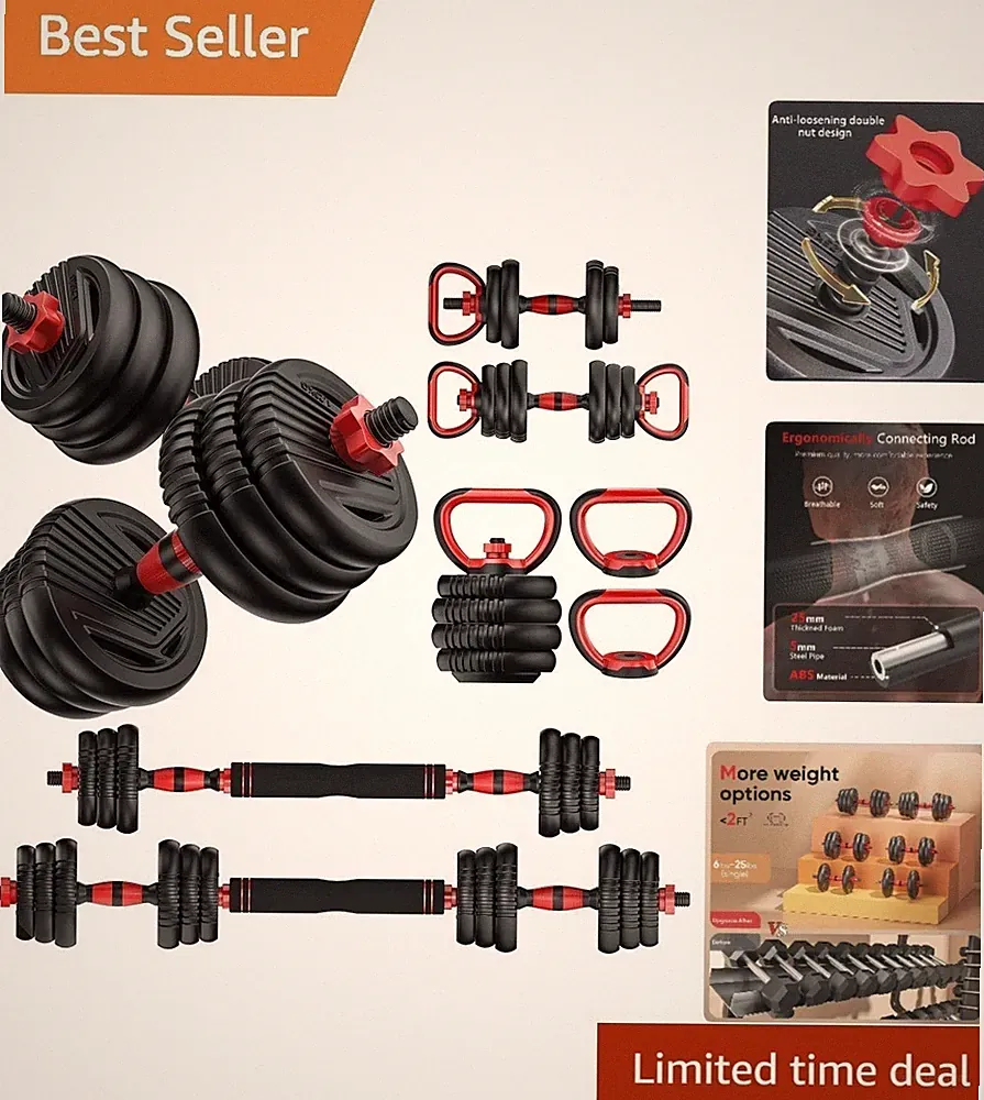 All-in-One Adjustable Dumbbell Set for Men and Women - Safe and Ergonomic Design