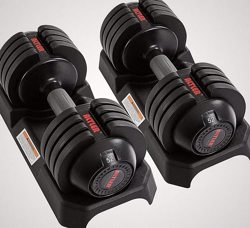 ALTLER Adjustable Dumbbell Set, 25/52LB Pair with Tray for Workout Strength T...