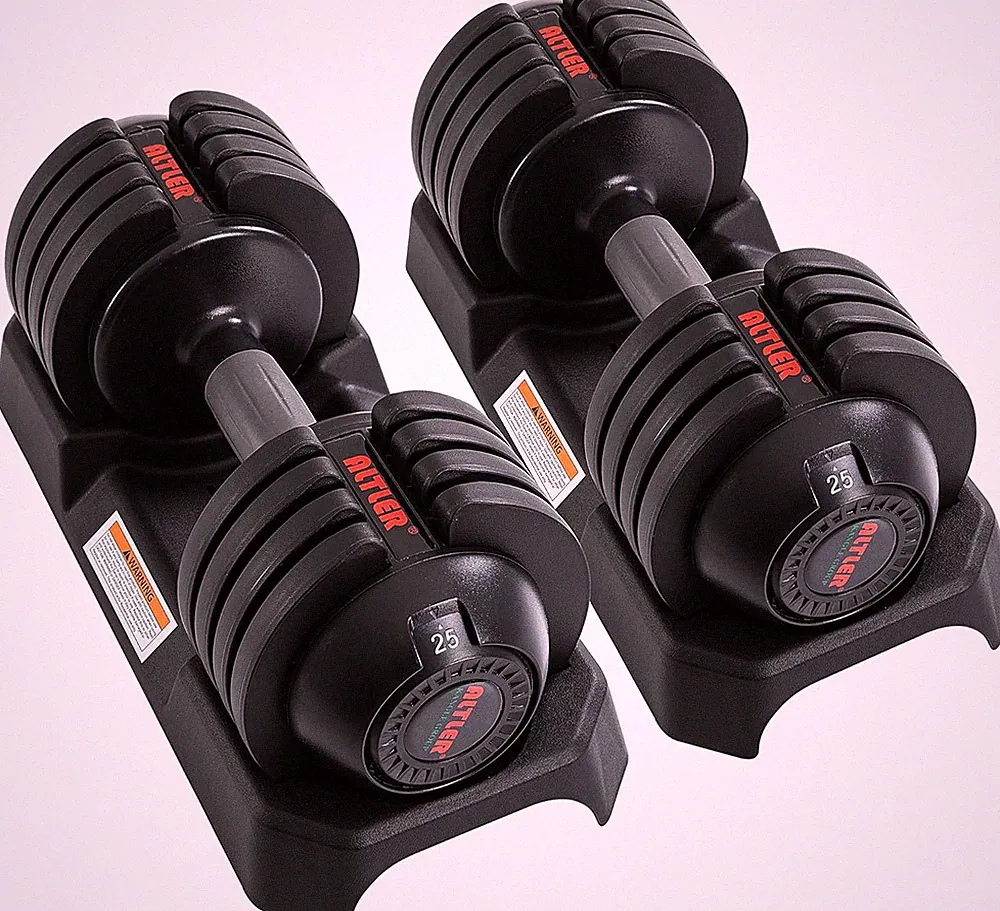 ALTLER Adjustable Dumbbell Set, 25/52LB Pair with Tray for Workout Strength Trai