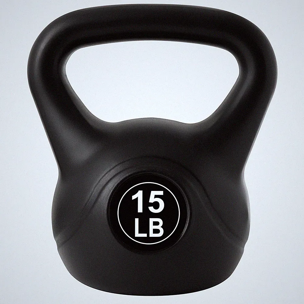 ALTLER Vinyl Plastic Concrete Kettlebell 10-50LBS Safe Strength Training Kett...
