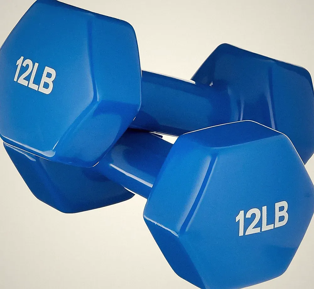 Amazon Basics 12lb Vinyl Coated Dumbbells, Pair, No-Roll Hex Design