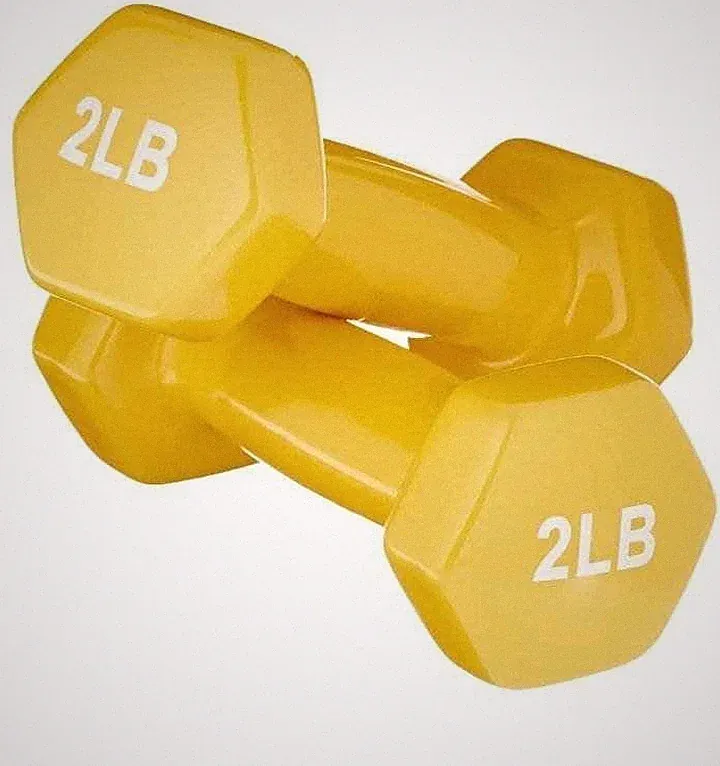 Amazon Basics 2 lb Vinyl Coated Dumbbells Pair Yellow