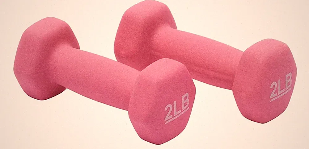 Amazon Basics 2lb Neoprene Dumbbell Set of 2–Hand Weights, Pink, Exercise, Hex