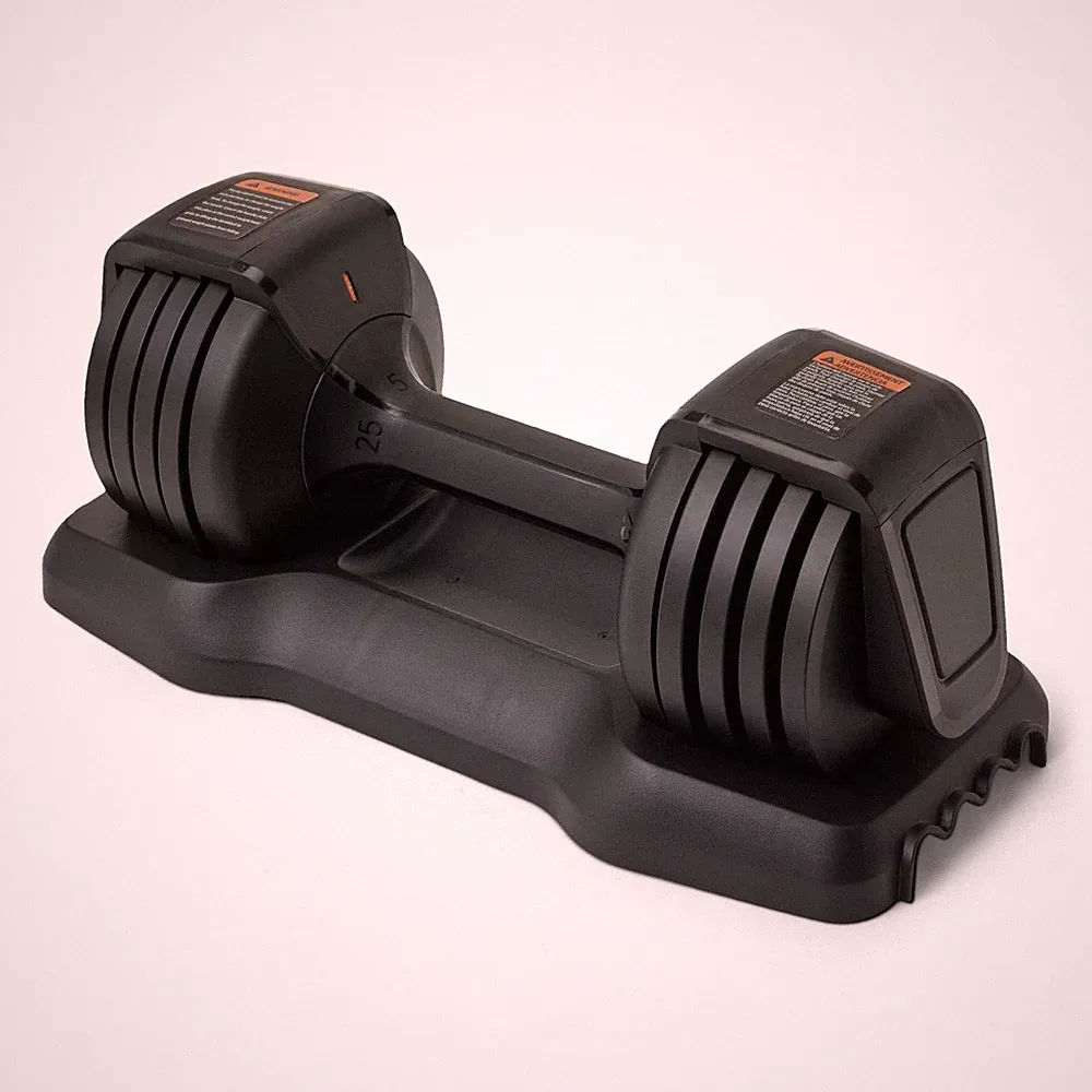 Amazon Basics Adjustable Dumbbell with 5 Weight 25 lb (5/10/15/20/25), Black