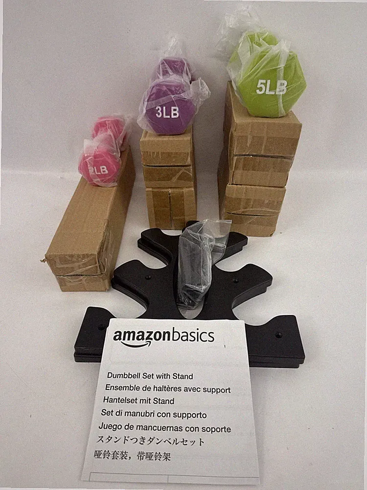 Amazon Basics Fitness 20 lb Neoprene Coated Dumbbell Set with Stand - Open Box