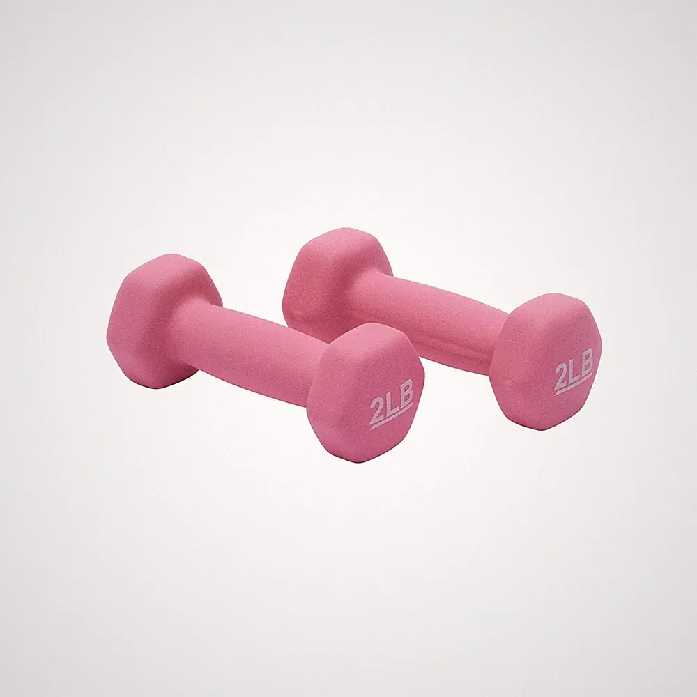Amazon Basics Neoprene Dumbbell Hand Weights, 2 Pounds, Pair, Pink
