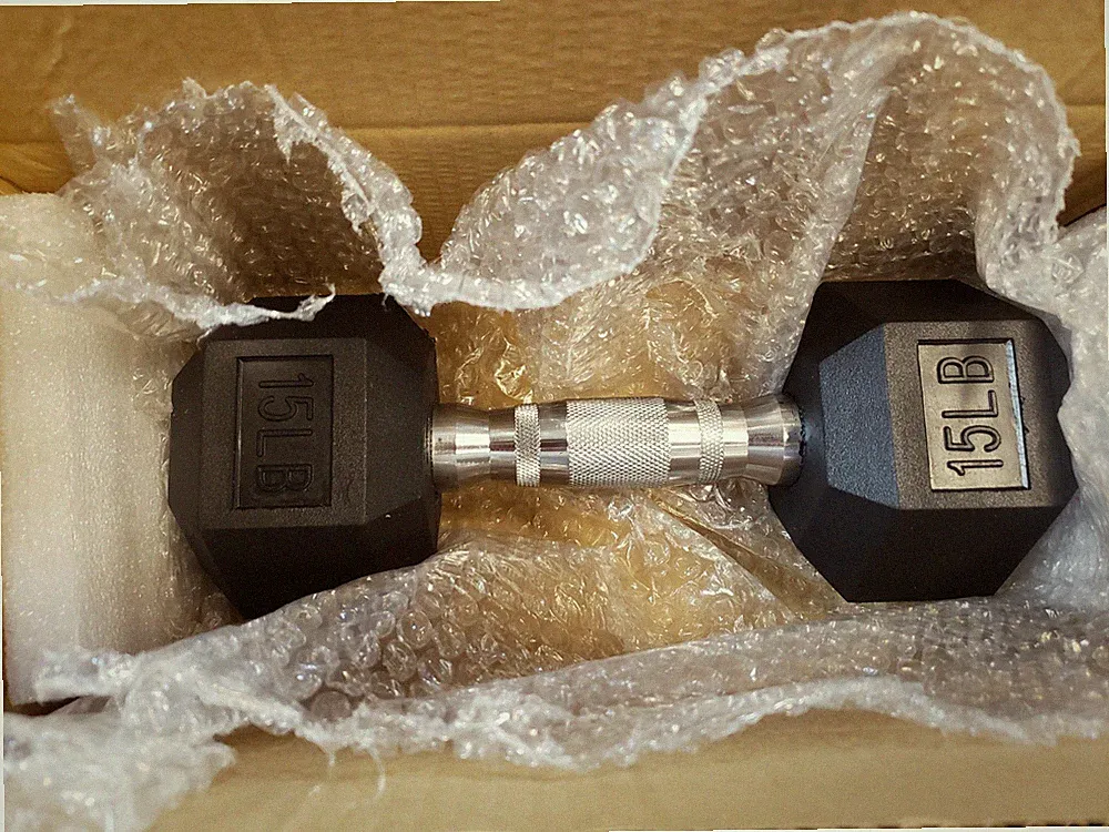 Amazon Basics Rubber Encased Exercise & Fitness Hex Dumbbell, Hand Weight for...