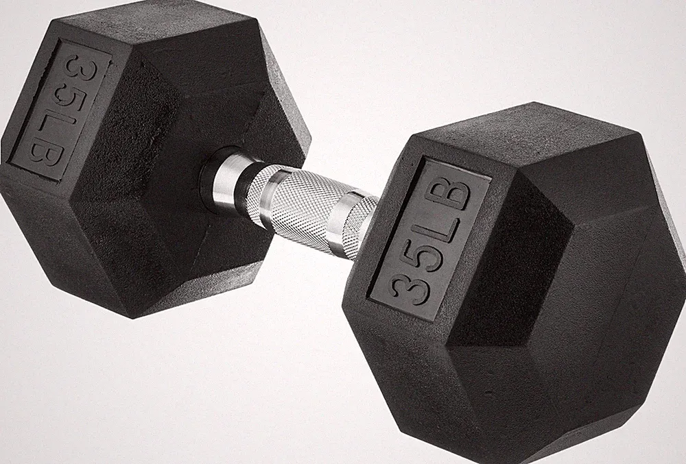 Amazon Basics Rubber Hex Dumbbell Hand Weight with 35 Pounds, Black