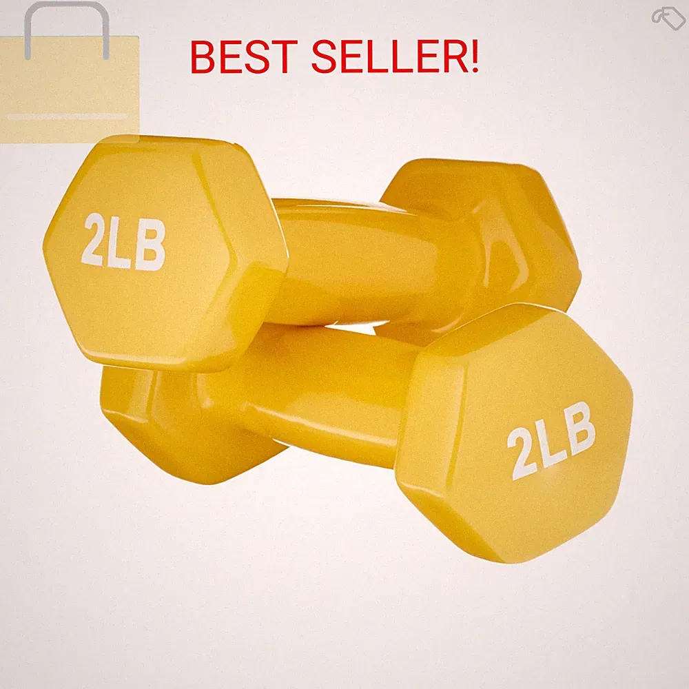 Amazon Basics Vinyl Coated Hexagon Dumbbell Hand Weights with Non-Slip Grip, 2 l