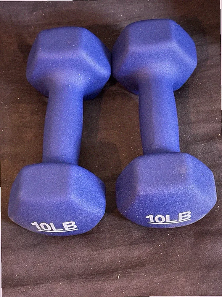 AmazonBasics DB1001 10 Pound Neoprene Dumbbells Weights - 2 Pieces, Navy Blue
