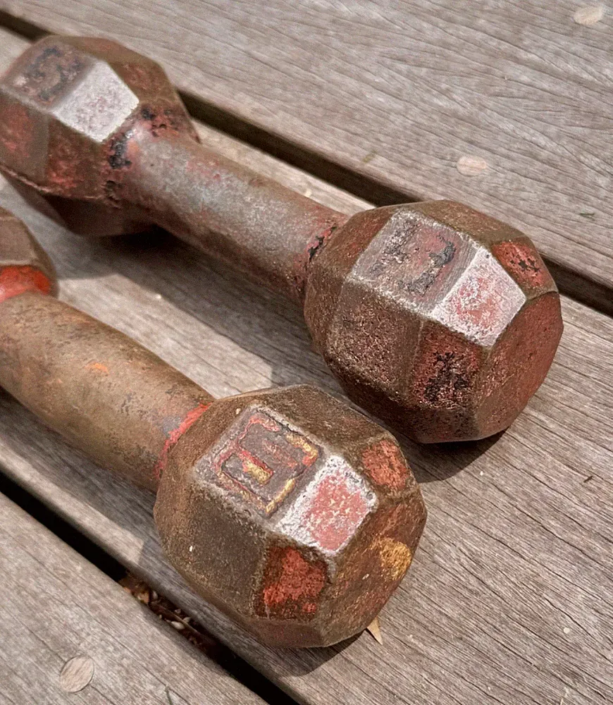 Antique Hex 5 Pound Dumbbell Pair- 10LBS total.