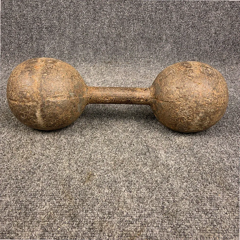 Antique Vintage Cast Iron Dumbbell Round Head Hand Weight Weighs 43.12 lbs!