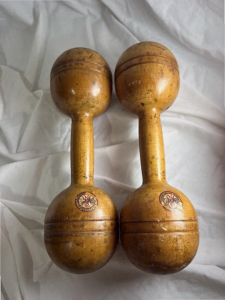Antique Wooden Dumbbells – Pair – Standard Mfg. Co. Providence, RI – Early 1900s