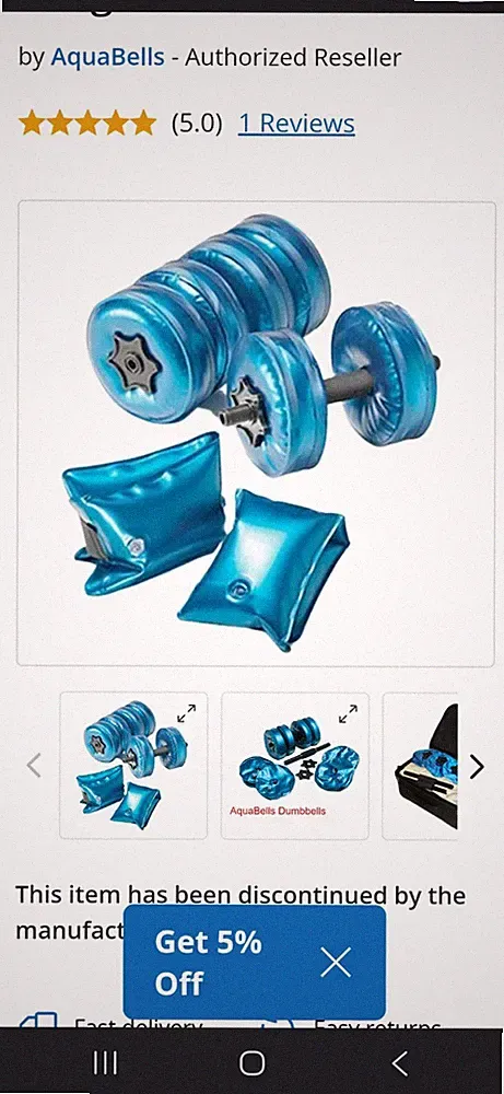 AquaBells Dumbbells and Ankle Water Inflatable Travel Adjustable Weight 16 lbs