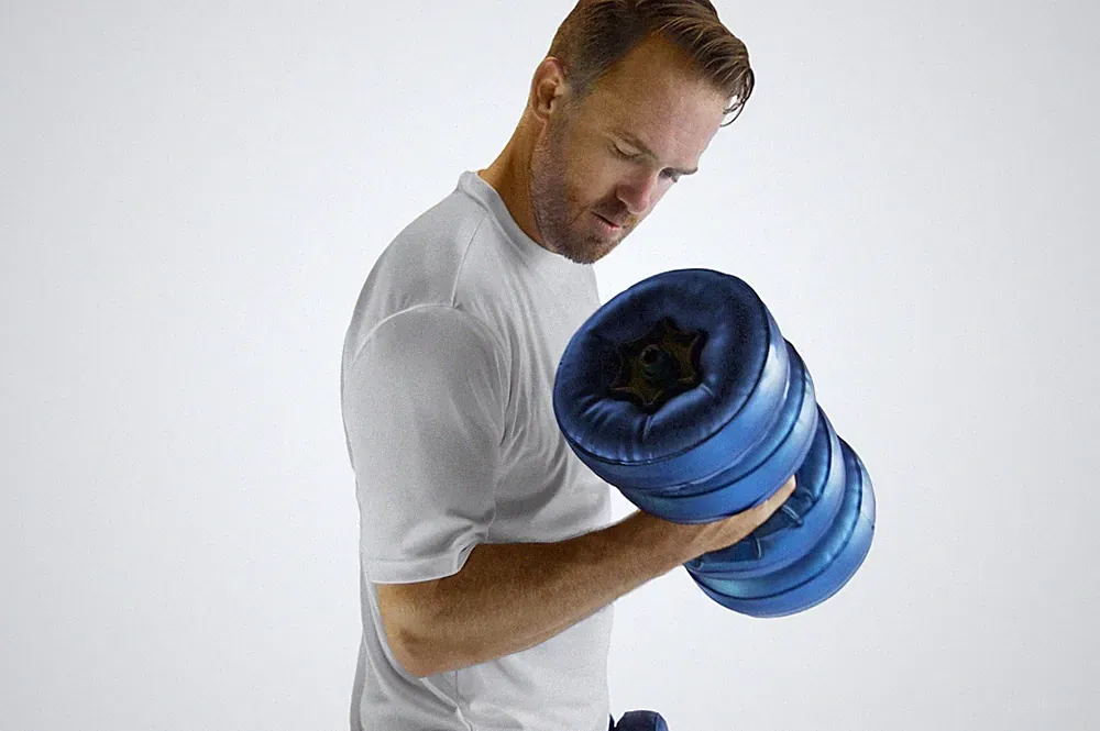 AquaBells Dumbbells Water Therapy Inflatable Travel Adjustable Weight 16 lbs AB2