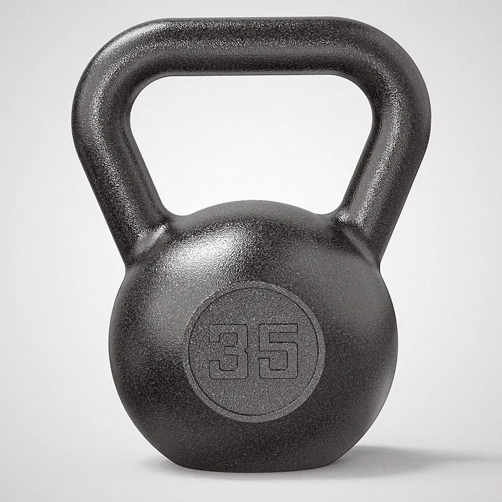 Athletic Works 35lb Kettlebell, Casting Iron, Durable Black Hammertone Fin|87584