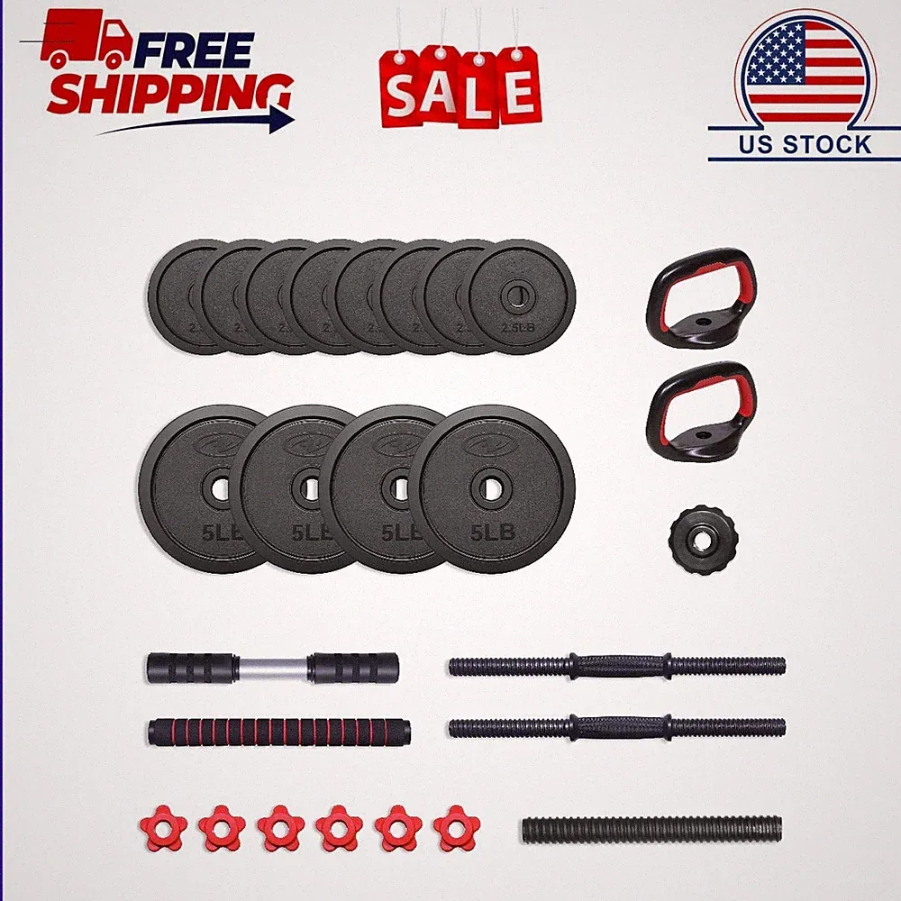 Athletic Works 40LB 5 in 1 Adjustable Dumbbell Set , Fitness Exercises for Home