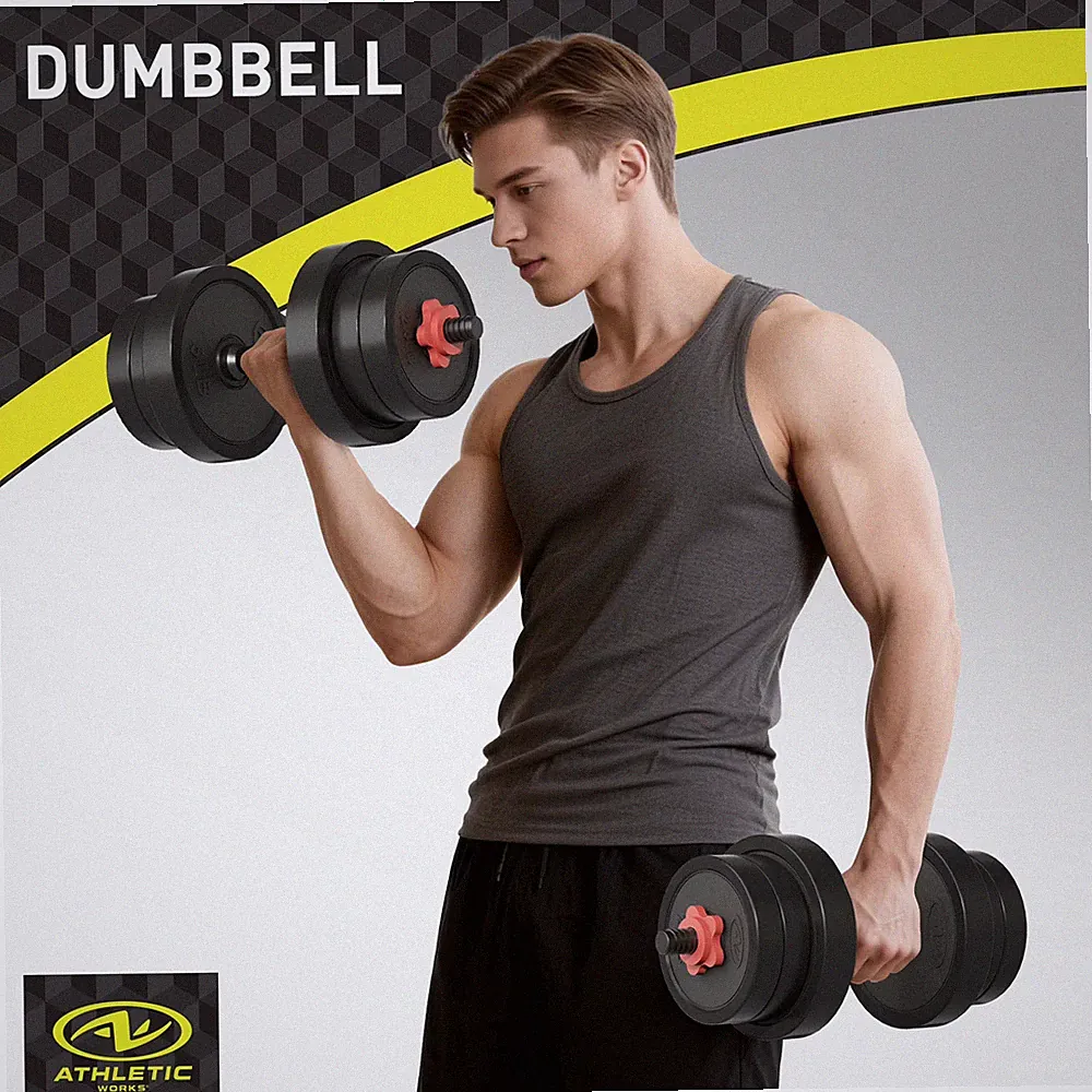 Athletic Works 40LB 5-in-1 Adjustable Dumbbell Set Home Gym Black