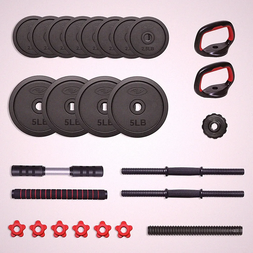 Athletic Works 40LB 5-in-1 Adjustable Dumbbell Set Home Gym Standard 1" Holes