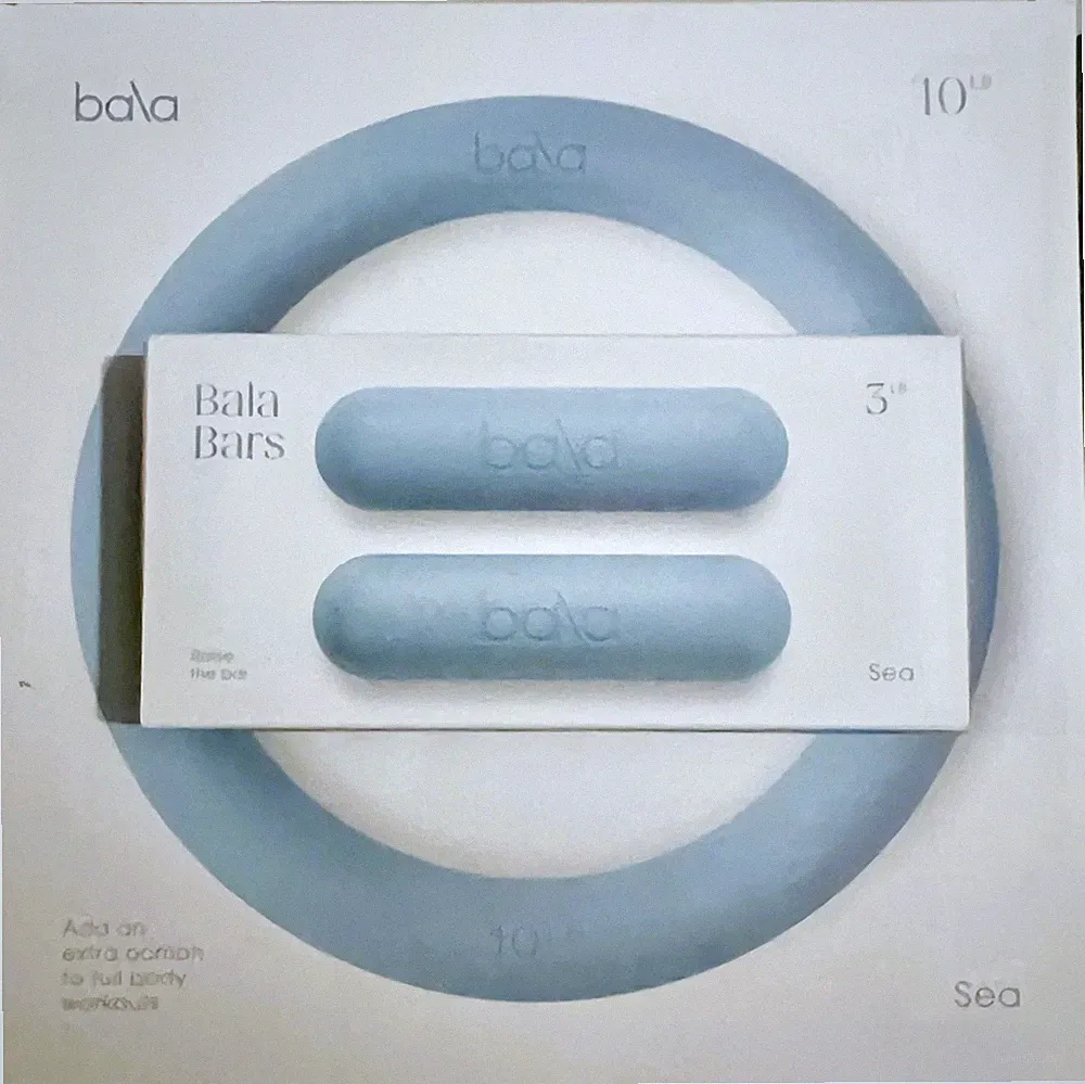 BALA Home Gym -3 lb Hand Weights & 10 lb Kettlebell Power Ring Sea Blue New
