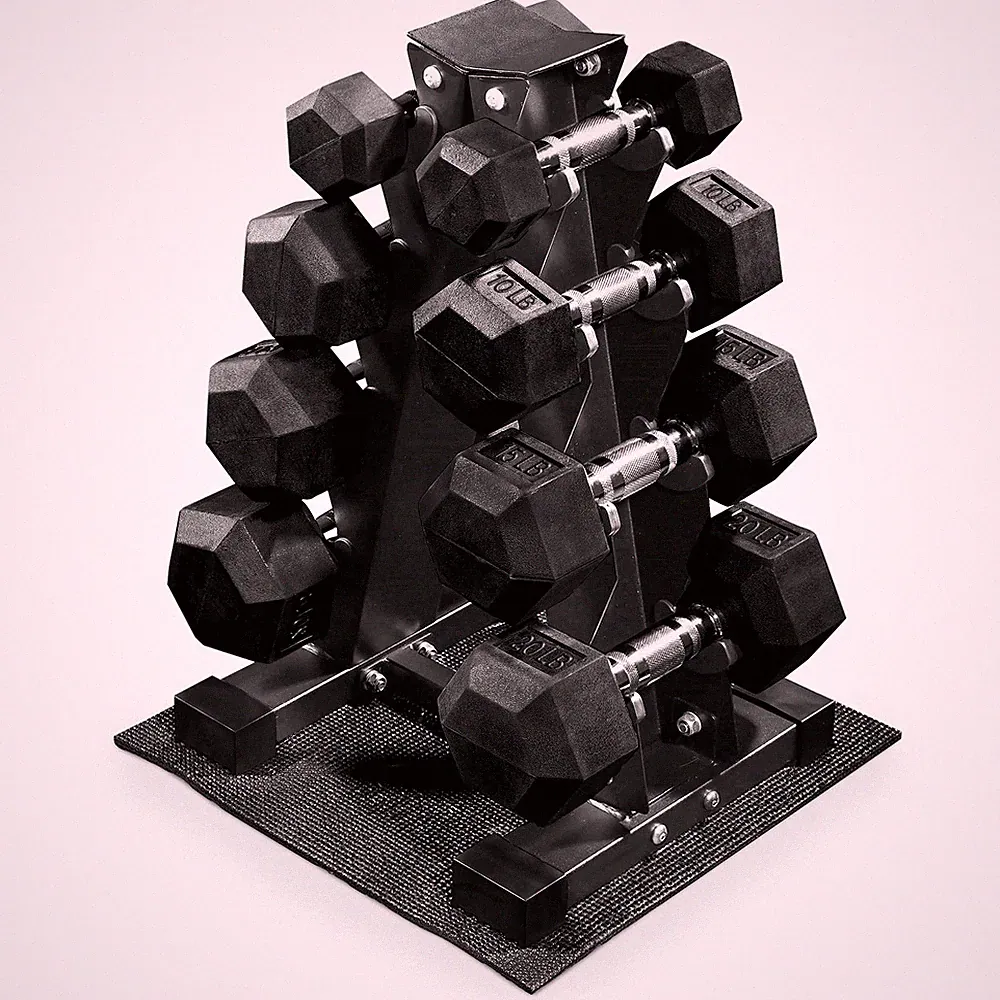 Balance From Dumbbell Set with Stand, Rubber Encased Home Gym Hand Weights