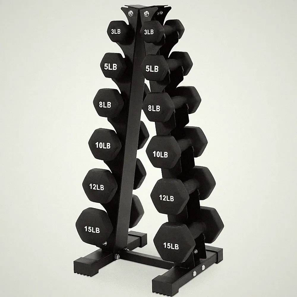 BalanceFrom 106 lb Dumbbell Set 1-15 lb Neoprene Weights with Stand