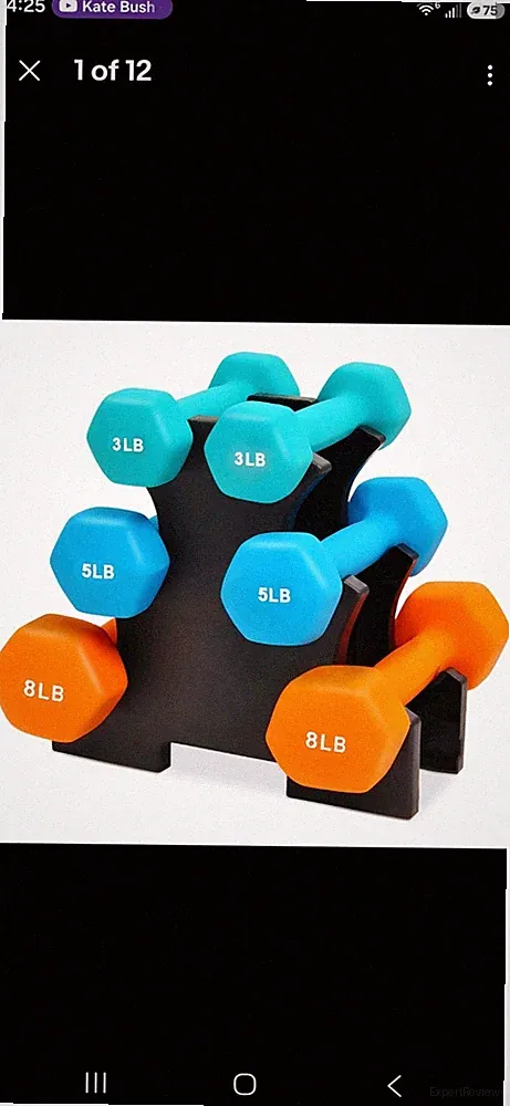 BalanceFrom 32 lb Neoprene Coated Iron Dumbbell Hex Weights Set with Stand