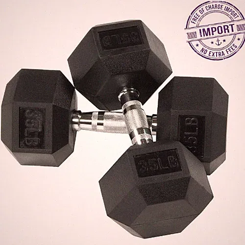 BalanceFrom 35 lbs Pair, Rubber Encased Hex Dumbbells, Weight 35 lb - Black
