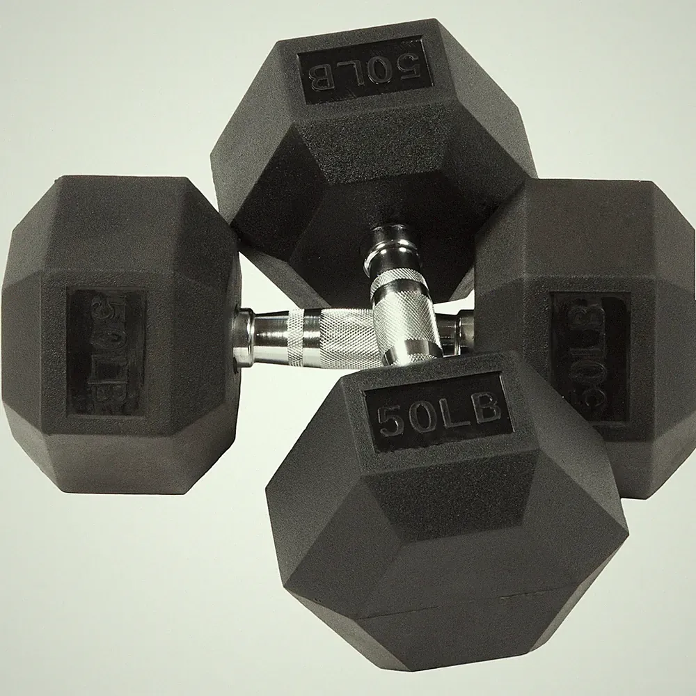 BALANCEfrom DB50P CQ Wellness Rubber Encased Hex Dumbbell in Pairs, Black, 50