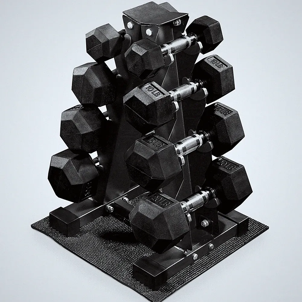 BalanceFrom Dumbbell Set with Stand, Rubber Encased Home Gym Hand Weights, 100lb