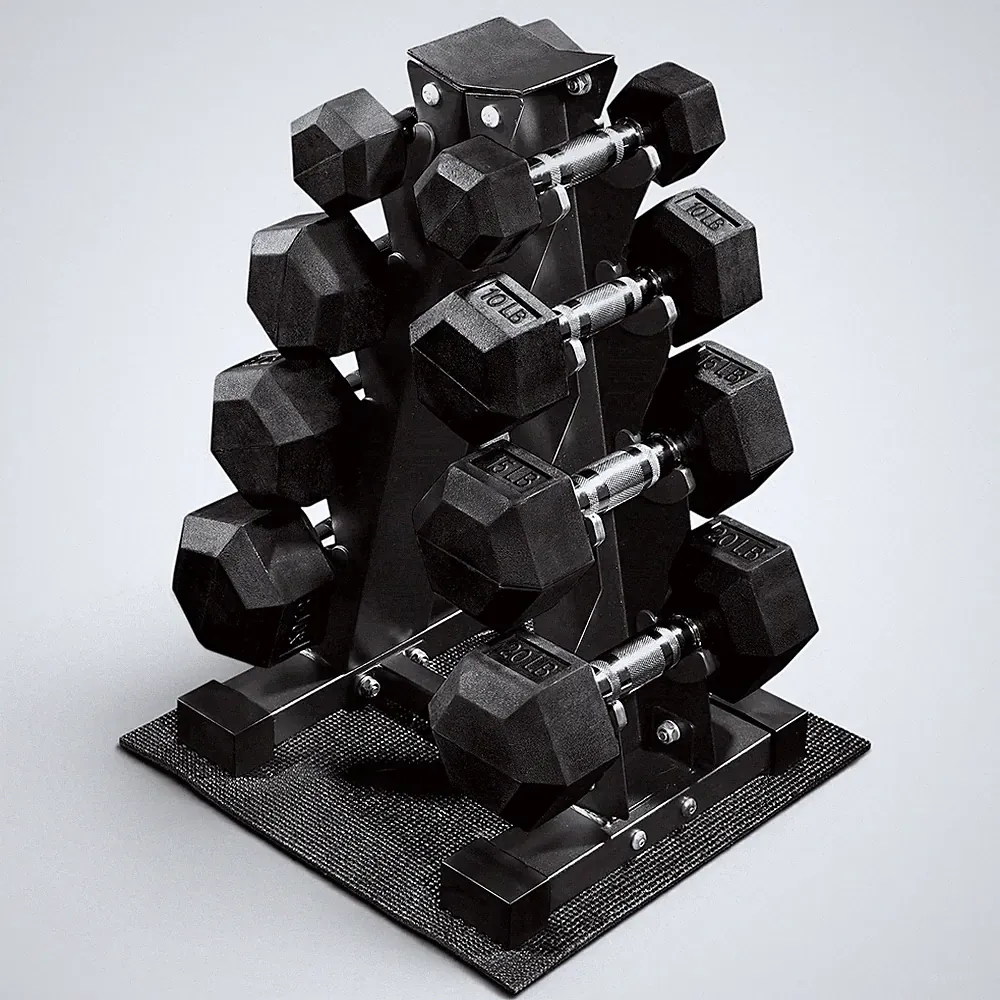 BalanceFrom Dumbbell Set with Stand, Rubber Encased Home Gym Hand Weights, 100lb