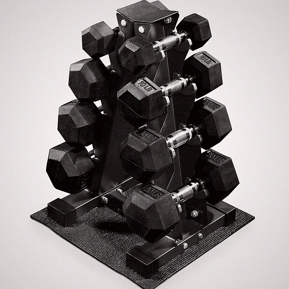 BalanceFrom Dumbbell Set with Stand, Rubber Encased Home Gym Hand Weights, 100lb