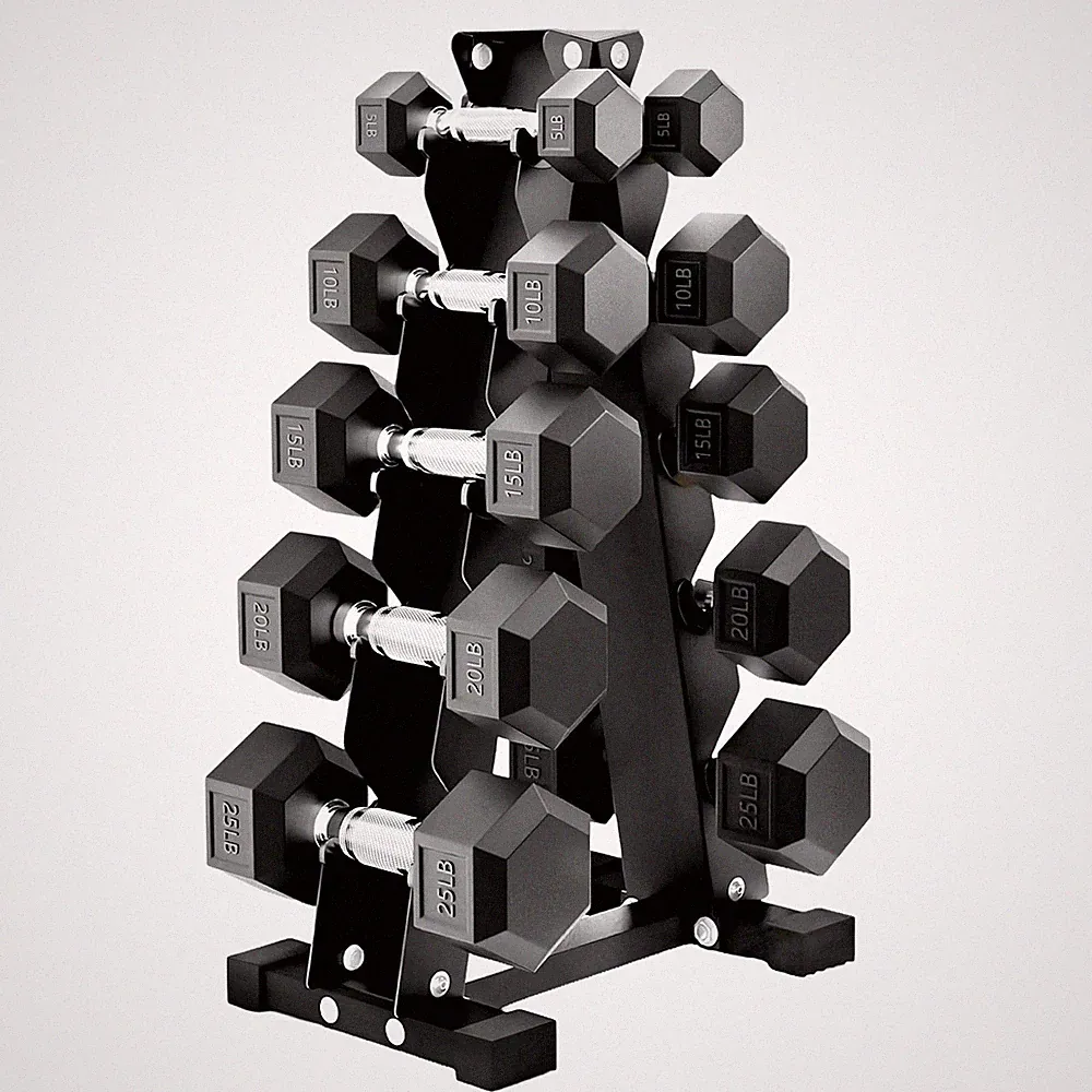 BalanceFrom Dumbbell Set with Stand, Rubber Encased Home Gym Hand Weights, 150lb