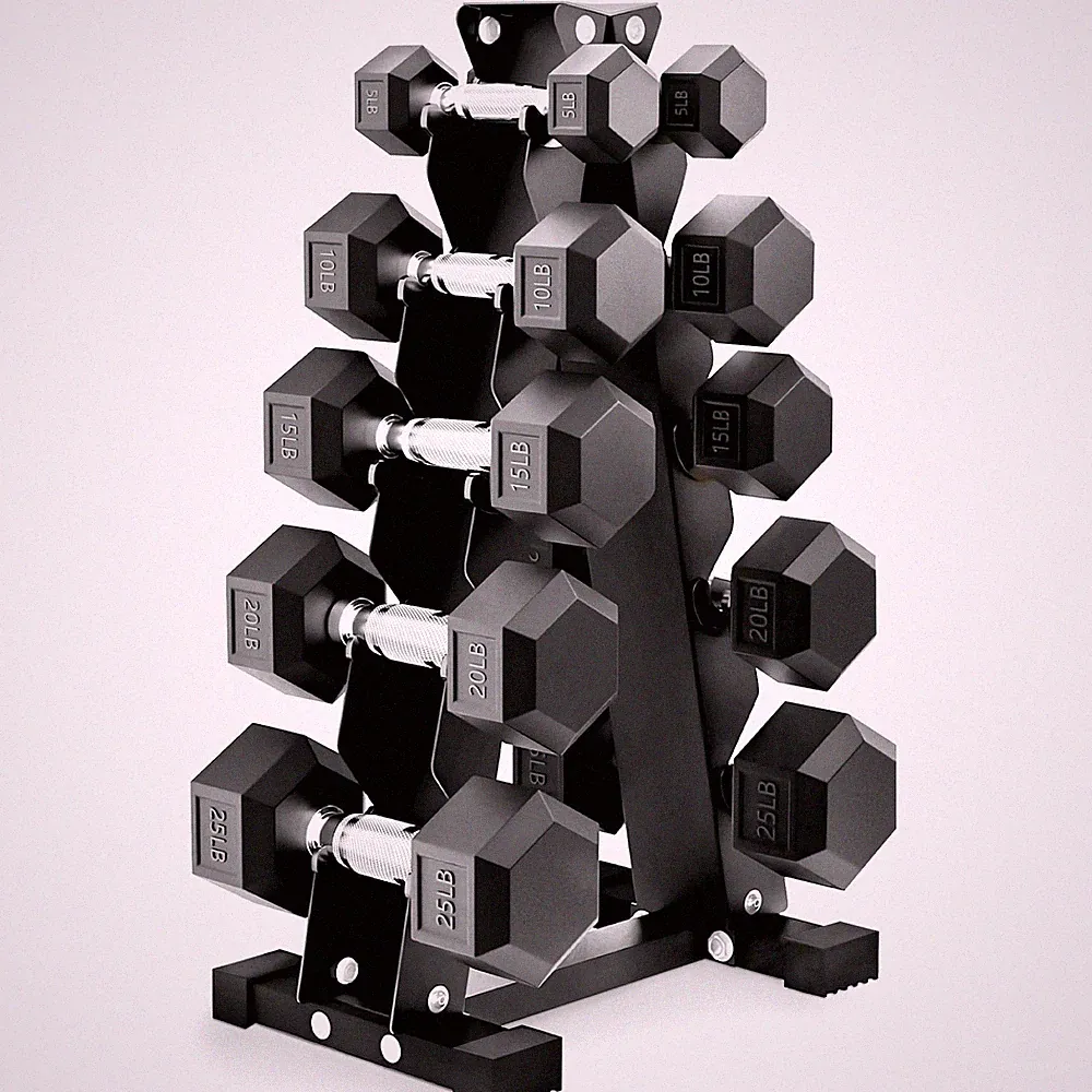BalanceFrom Dumbbell Set with Stand, Rubber Home Gym Weights, 150lb (Open Box)
