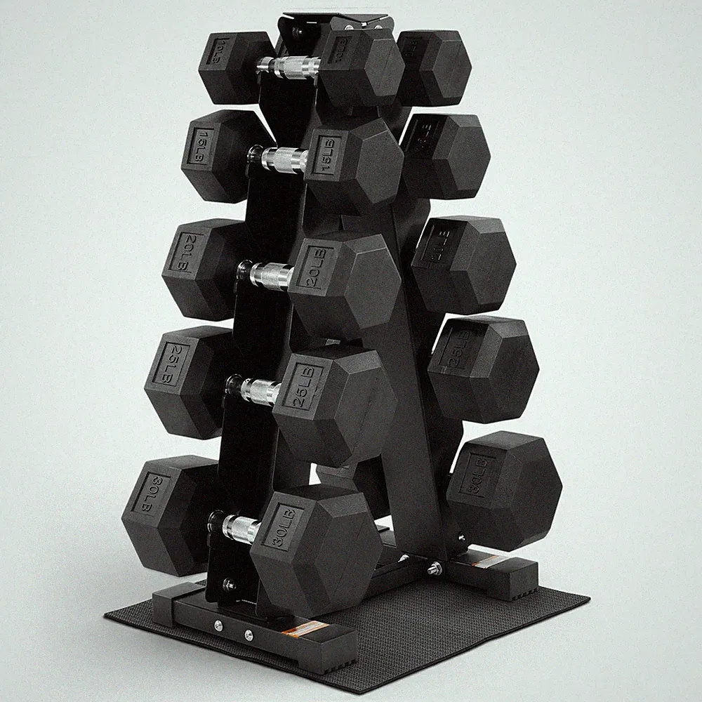BalanceFrom Dumbbell Weight Set w/ Storage Rack w/ Pair 10, 15, 20, 25, 30 lbs