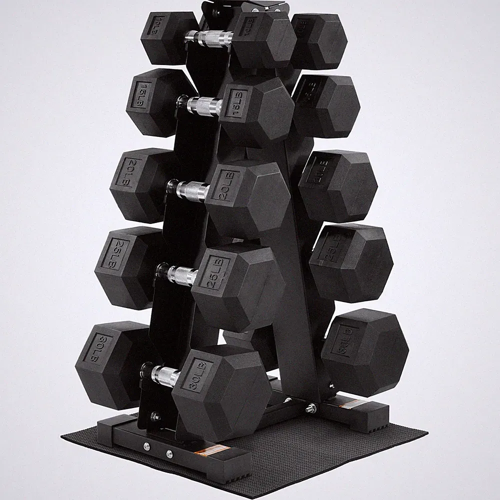 BalanceFrom Dumbbell Weight Set w/ Storage Rack w/ Pair 10, 15, 20, 25, 30 lbs