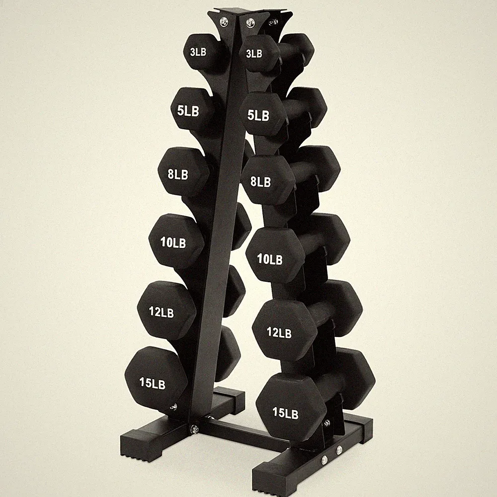 BalanceFrom Fitness 106 Pound Neoprene Coated Dumbbell Set with Stand, Black