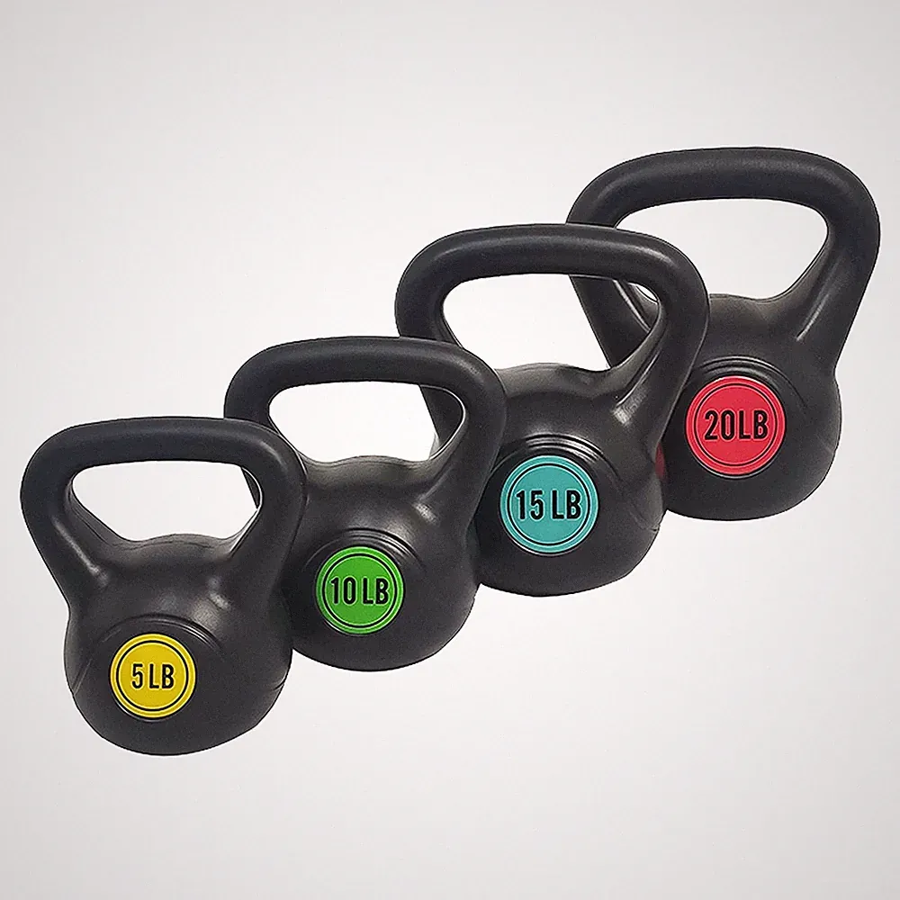 BalanceFrom Fitness Home Gym Vinyl Coated Solid Cast Iron Kettlebell Weight Set