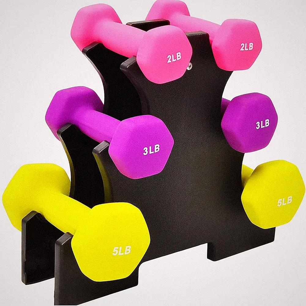 BalanceFrom Neoprene Dumbbell Set with Rack, Nonslip Weights, Strength Training