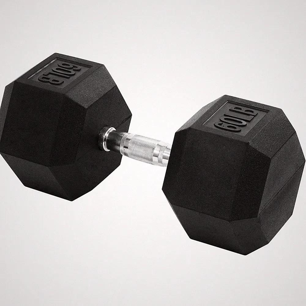 BalanceFrom Non-Slip Grip Rubber Encased Hex Dumbbells, 60 lbs Single