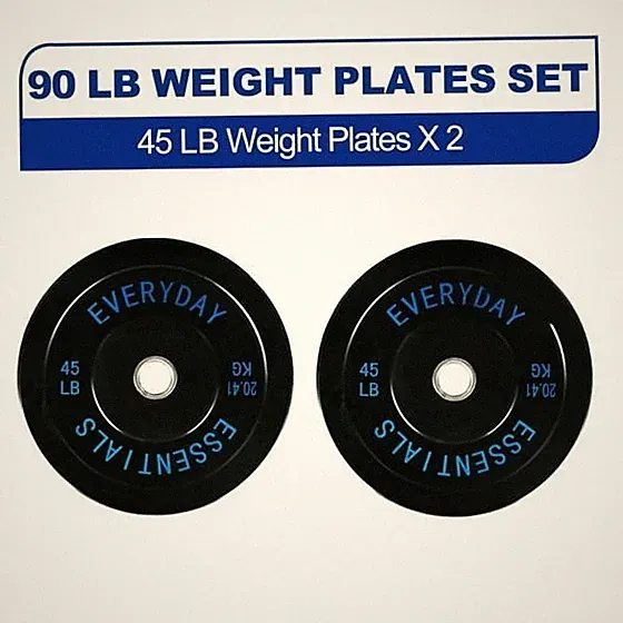 BalanceFrom Olympic Bumper Plate Weight Plate, 45 lbs Pair Black
